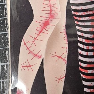 NWT one pair of stitches/blood Splatter tight legging one size/nude skin